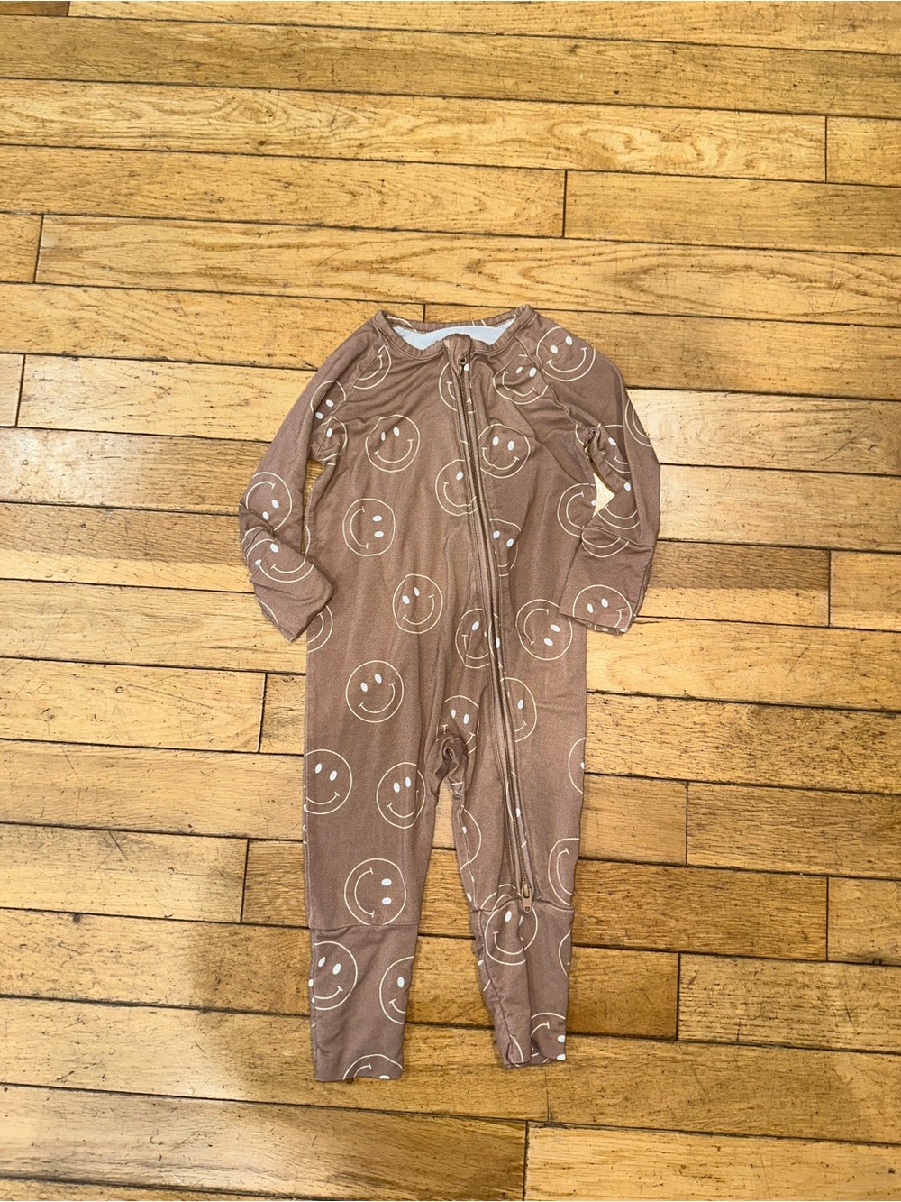Baby Unisex Forever French long sleeve zip pajama happy face